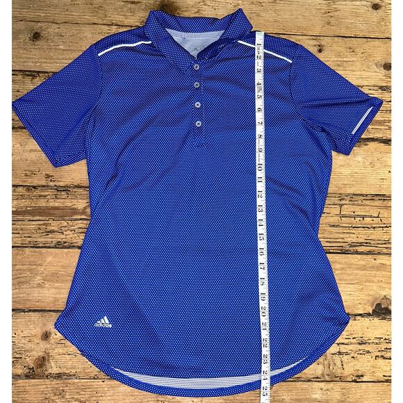 Adidas Women’s Size M Blue Polka Dot Short Sleeve Polo Shirt Golf NWOT - Picture 4 of 5